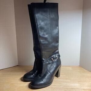 Franco Sarto Carlie 6.5M Black Leather Boots. Pre-Owned